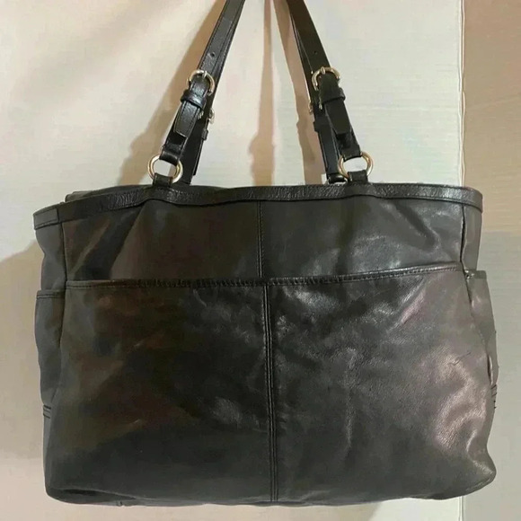 Coach black leather satchel handbag - Picture 2 of 12